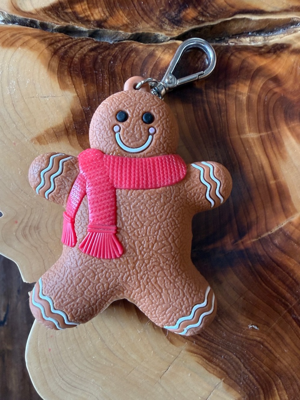 Bath & Body Works Hand  Sanitizer Gingerbread Man Keychain with Red Scarf